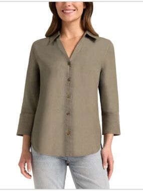Matty M Olive (moss) Button-Down Collared Women's Shirt